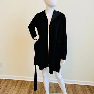 Soft Coat with Hoodie and Waist Belt